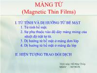 Đề tài Màng từ (magnetic thin films)