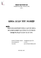 Đề tài Một số giải pháp nâng cao văn hóa doanh nghiệp tại công ty cổ phẩn thương mại và sản xuất TPC