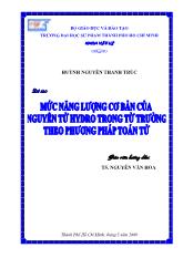 Đề tài Mức năng lượng cơ bản của nguyên tử hydro trong từ trường theo phương pháp toán tử