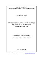 Đề tài Nâng cao chất lượng nguồn nhân lực tại công ty cổ phần đầu tư và thương mại TNG