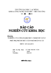 Đề tài Nghiên cứu công nghệ thủy nhiệt để xử lý phế phụ phẩm thủy sản nhằm sản xuất thức ăn gia súc