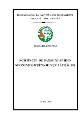 Đề tài Nghiên cứu dự báo sự xuất hiện sương muối trên khu vực tây Bắc Bộ