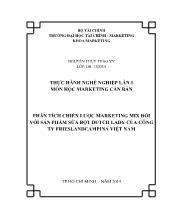 Đề tài Phân tích chiến lược marketing mix đối với sản phẩm sữa bôt dutch lady của công ty frieslandcampina Việt Nam