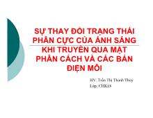 Đề tài Sự thay đổi trạng thái phân cực của ánh sáng khi truyền qua mặt phân cách và các bản điện môi