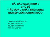 Đề tài Tác động chất thải công nghiệp đến nguồn nước