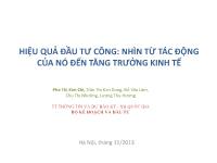 Hiệu quả đầu tư công: nhìn từ tác động của nó đến tăng trưởng kinh tế