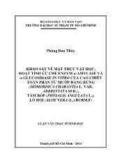 Khảo sát về mặt thực vật học, hoạt tính ức chế enzym α - Amylase và α-glucosidase in vitro của cao chiết toàn phần từ mướp đắng rừng (momordica charantia l. var. abbreviata ser.), tầm bóp (physalis angulata l.), lô hội (aloe vera (l.) burm.f)