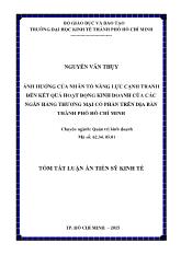 Luận án Ảnh hưởng của nhân tố năng lực cạnh tranh đến kết quả hoạt động kinh doanh của các ngân hàng thương mại cổ phần trên địa bàn thành phố Hồ Chí Minh