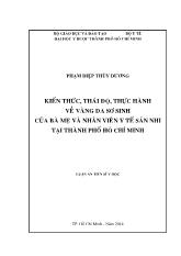 Luận án Kiến thức, thái độ, thực hành về vàng da sơ sinh của bà mẹ và nhân viên y tế sản nhi tại thành phố Hồ Chí Minh