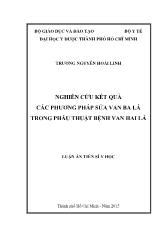 Luận án Nghiên cứu kết quả các phương pháp sửa van ba lá trong phẫu thuật bệnh van hai lá