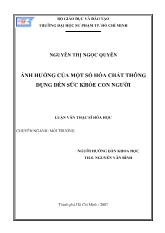 Luận văn Ảnh hưởng của một số hóa chất thông dụng đến sức khỏe con người