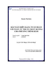 Luận văn Bài toán biên dạng tuần hoàn với toán tử thuần nhất dương cho phương trình hàm