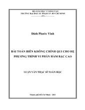 Luận văn Bài toán biên không chính qui cho hệ phương trình vi phân hàm bậc cao