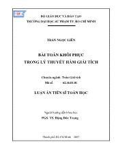 Luận văn Bài toán khôi phục trong lý thuyết hàm giải tích
