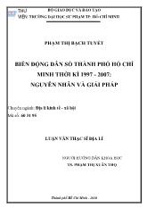 Luận văn Biến động dân số thành phố Hồ Chí Minh thời kì 1997 - 2007: nguyên nhân và giải pháp