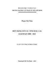 Luận văn Biến động dân số tỉnh Đắk lắk giai đoạn 2000 - 2012