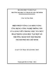 Luận văn Biện pháp nâng cao khả năng ứng dụng công nghệ thông tin của giáo viên trong việc tổ chức hoạt động giáo dục tại một số trường mầm non nội thành thành phố Hồ Chí Minh