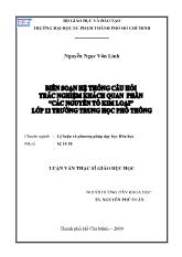 Luận văn Biên soạn hệ thống câu hỏi trắc nghiệm khách quan phần “Các nguyên tố kim loại” lớp 12 trường Trung học phổ thông