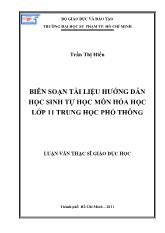Luận văn Biên soạn tài liệu hướng dẫn học sinh tự học môn Hóa học lớp 11 trung học phổ thông