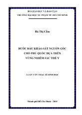 Luận văn Bước đầu khảo sát nguồn gốc chó phú quốc dựa trên vùng nhiễm sắc thể y