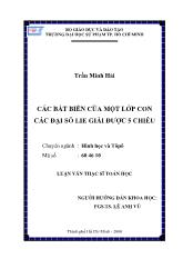 Luận văn Các bất biến của một lớp con các đại số lie giải được 5 chiều