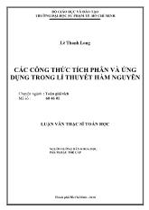 Luận văn Các công thức tích phân và ứng dụng trong lí thuyết hàm nguyên