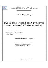 Luận văn Các xu hướng trong phong trào yêu nước ở nam bộ nửa đầu thế kỷ XX