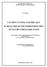 Luận văn Cải tiến và nâng cao hiệu quả sử dụng một số thí nghiệm phần hóa vô cơ lớp 9 trung học cơ sở