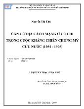 Luận văn Căn cứ địa cách mạng ở củ chi trong cuộc kháng chiến chống Mỹ cứu nước (1954 - 1975)