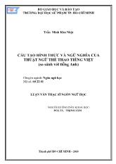 Luận văn Cấu tạo hình thức và ngữ nghĩa của thuật ngữ thể thao tiếng Việt (so sánh với tiếng Anh)