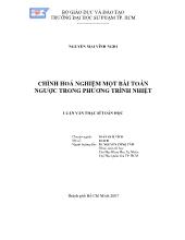 Luận văn Chỉnh hoá nghiệm một bài toán ngược trong phương trình nhiệt