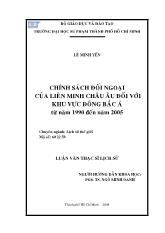 Luận văn Chính sách đối ngoại của liên minh châu âu đối với khu vực Đông Bắc Á từ năm 1990 đến năm 2005