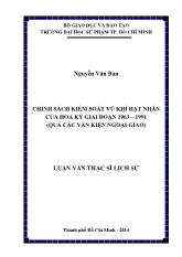 Luận văn Chính sách kiểm soát vũ khí hạt nhân của hoa kỳ giai đoạn 1963 – 1991 (qua các văn kiện ngoại giao)