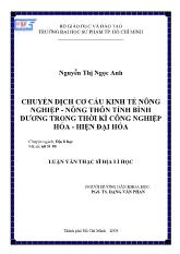 Luận văn Chuyển dịch cơ cấu kinh tế nông nghiệp - Nông thôn tỉnh bình dương trong thời kì công nghiệp hóa - Hiện đại hóa
