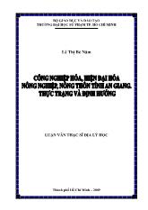 Luận văn Công nghiệp hoá, hiện đại hoá nông nghiệp, nông thôn tỉnh An Giang - Thực trạng và định hướng
