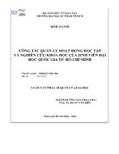 Luận văn Công tác quản lý hoạt động học tập và nghiên cứu khoa học của sinh viên đại học quốc gia Tp Hồ Chí Minh