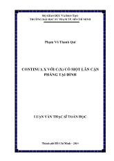 Luận văn Continua x với c(x) có một lân cận phẳng tại đỉnh