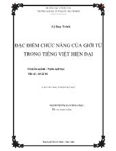 Luận văn Đặc điểm chức năng của giới từ trong tiếng việt hiện đại