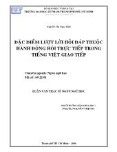 Luận văn Đặc điểm lượt lời hồi đáp thuộc hành động hỏi trực tiếp trong tiếng Việt giao tiếp