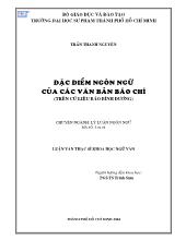 Luận văn Đặc điểm ngôn ngữ của các văn bản báo chí