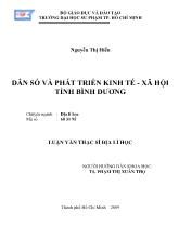 Luận văn Dân số và phát triển kinh tế - Xã hộ tỉnh Bình Dương