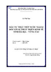 Luận văn Đầu tư trực tiếp nước ngoài đối với sự phát triển kinh tế tỉnh Bà Rịa – Vũng Tàu