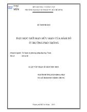 Luận văn Dạy học giới hạn hữu hạn của hàm số ở trường phổ thông