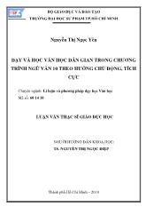 Luận văn Dạy và học văn học dân gian trong chương trình ngữ văn 10 theo hướng chủ động, tích cực