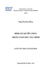 Luận văn Định giá quyền chọn trong toán học tài chính
