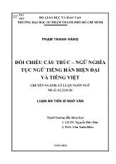 Luận văn Đối chiếu cấu trúc – Ngữ nghĩa tục ngữ tiếng Hán hiện đại và Tiếng Việt