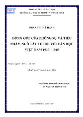 Luận văn Đóng góp của phóng sự và tiểu phẩm ngô tất tố đối với văn học Việt Nam 1930 - 1945