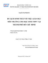 Luận văn Du lịch sinh thái với việc giáo dục môi trường cho học sinh thpt tại thành phố Hồ Chí Minh