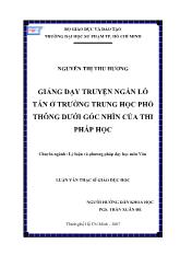 Luận văn Giảng dạy truyện ngắn lỗ tấn ở trường trung học phổ thông dưới góc nhìn của thi pháp học