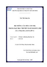 Luận văn Hệ thống câu hỏi cảm thụ trong dạy học truyện ngắn hai đứa trẻ của Thạch Lam ở lớp 11